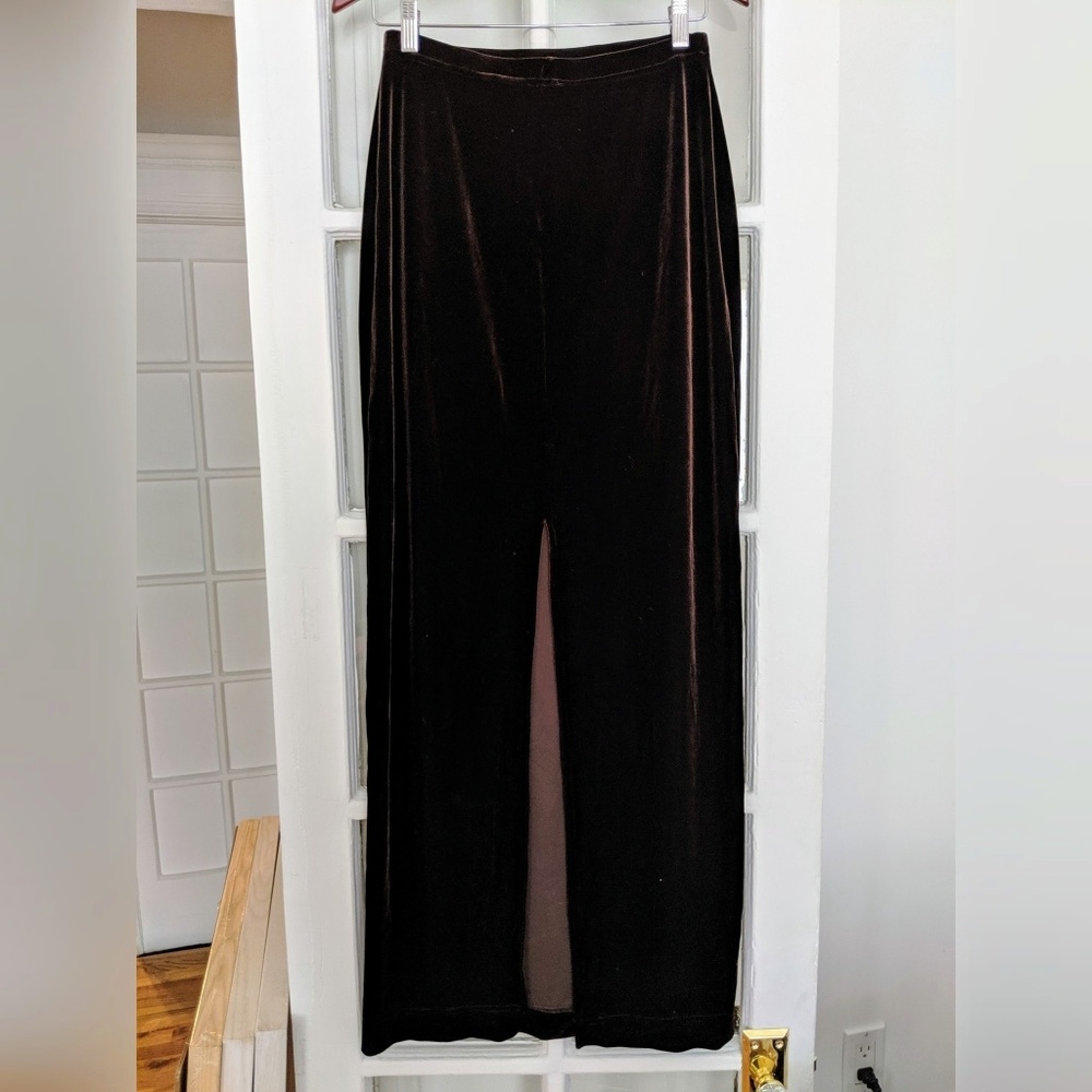 VINTAGE CACHÉ maxi brown velvet skirt, size 6/8